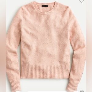 J. Crew Light Pink Crew Neck Sweater with Rhinestones